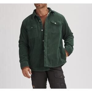 Backcountry Mens Corduroy High Pile Fleece Lined Shirt Jacket XL Green Shacket
